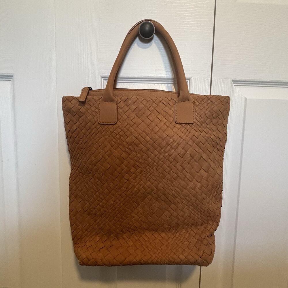 Women’s Falor Falorni Hand Woven Italian Leather Tote Brown Tan